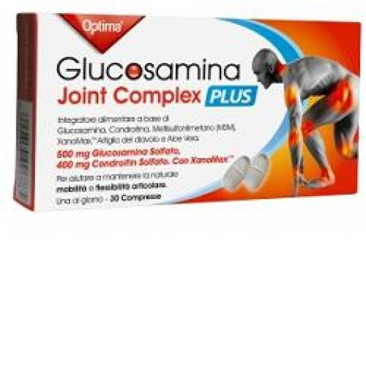 Glucosamina Joint Complex 500 PLUS - Optima Naturals - 30 compresse - Integratore alimentare contro dolore e infiammazioni, con Vitamina C