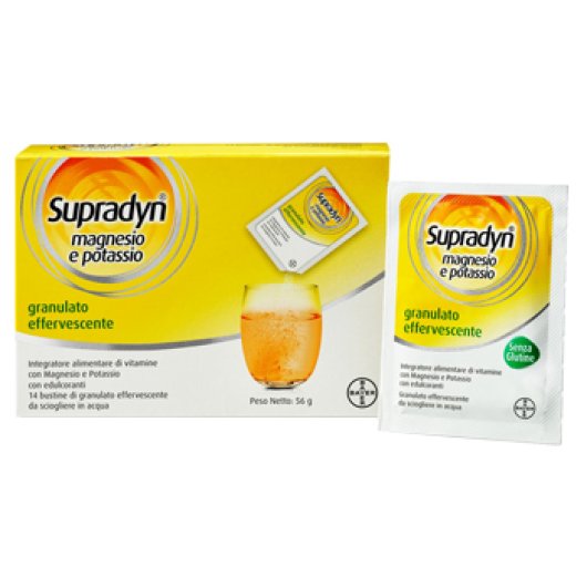 Supradyn Magnesio e Potassio - Bayer - 14 bustine di granulato effervescente - Integratore alimentare di Magnesio, Potassio, Vitamina C e Vitamine del gruppo B