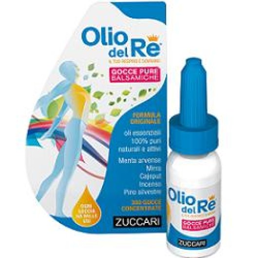 Olio del Re - Gocce Pure - Zuccari - Flacone da 10 ml - Miscela di oli essenziali naturali con proprietà balsamiche espettoranti, rilassanti, lenitive e tonificanti