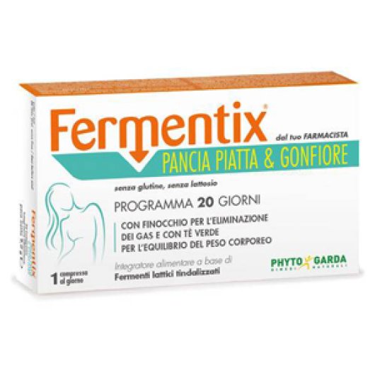 Fermetix - Pancia piatta e gonfiore - Named - 20 compresse - Integratore alimentare con Finocchio (per l'eliminazione dei gas) e con Caffè Verde per il sostegno metabolico