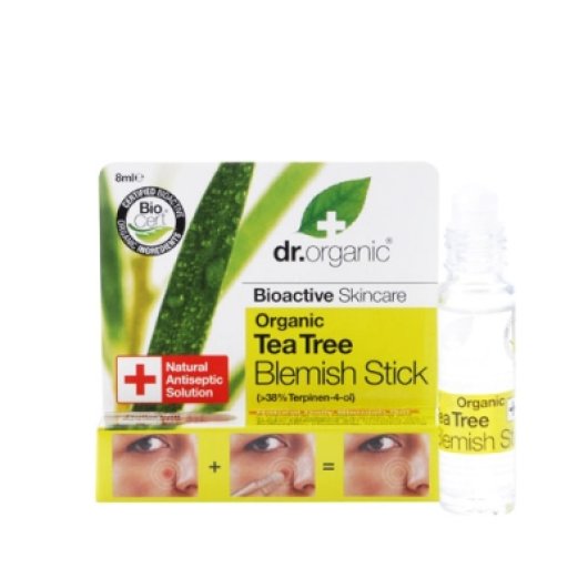 Dr Organic - Tea Tree Blemish Stick - Optima Naturals - Flacone da 8 ml - Stick con gel ad azione lenitiva per la pelle