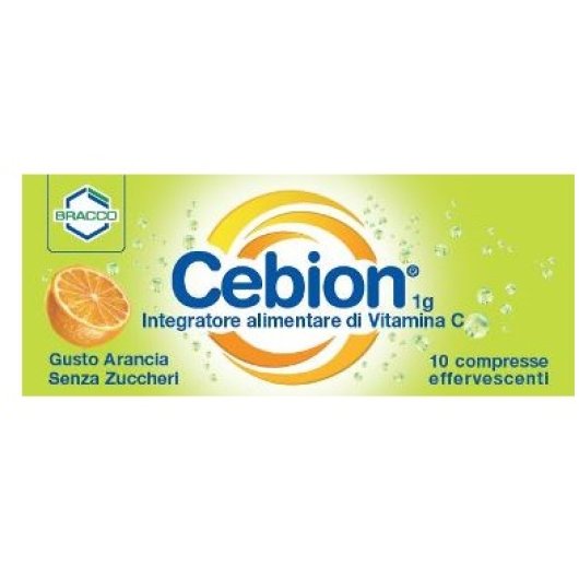 Cebion (Arancia / Senza Zuccheri) - Dompé - 10 compresse effervescenti - Integratore alimentare di Vitamina C