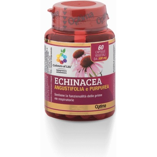 Colours of Life - Echinacea - Optima Naturals - 60 capsule vegetali - Integratore alimentare a base di Echinacea