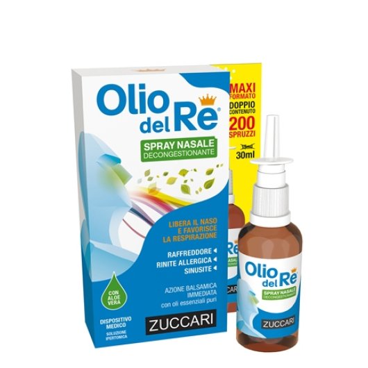 Olio del Re - Spray Nasale - Zuccari - Flacone da 30 ml - Spray nasale con oli essenziali con effetto balsamico e Aloe vera