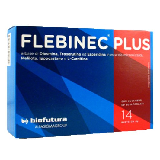 Flebinec Plus - Alfasigma - 14 bustine - Integratore alimentare che favorisce il corretto funzionamento della microcircolazione