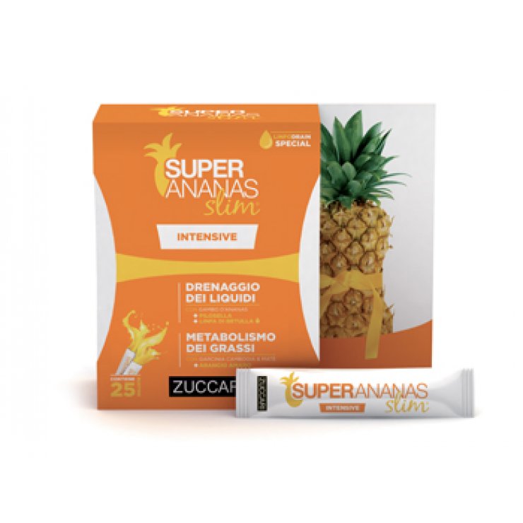 Super Ananas Slim Intensive  - Zuccari - 25 stick-pack - Integratore alimentare con Ananas con effetto dimagrante per il controllo del peso e il metabolismo dei grassi