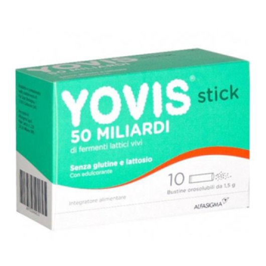 Yovis Stick 50 Miliardi - Alfasigma - 10 bustine - Integratore alimentare con probiotici e fermenti lattici vivi per l'equilibrio della flora intestinale