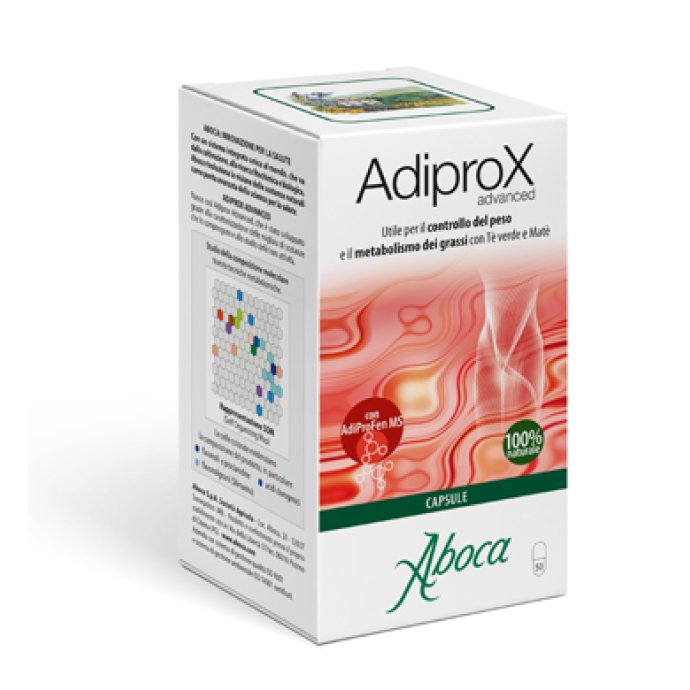Adiprox Advanced - Aboca - 50 Capsule - Integratore alimentare utile per il controllo del peso e il metabolismo dei grassi con Tè verde e Matè