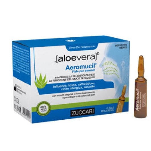 Aeromucil - Fiale per aerosol - Zuccari - 10 fiale da 5 ml - Fiale per aerosol che aiutano la fluidificazione del muco in eccesso