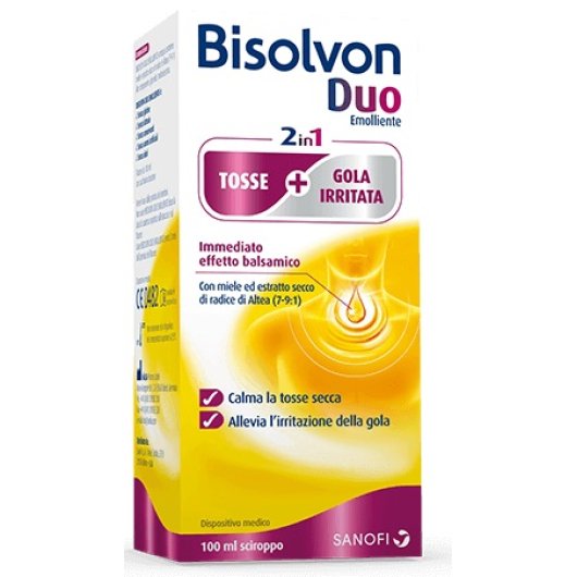 Bisolvon Duo Emolliente - Opella - Flacone da 100 ml - Balsamo emolliente per il trattamento della tosse secca e della gola irritata