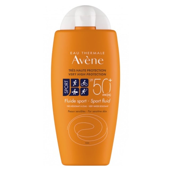 Avène Fluido Solare Sport SPF 50+ 100ml – Protezione Molto Alta per Atleti, Resistente all'Acqua e al Sudore con Sistema Airless