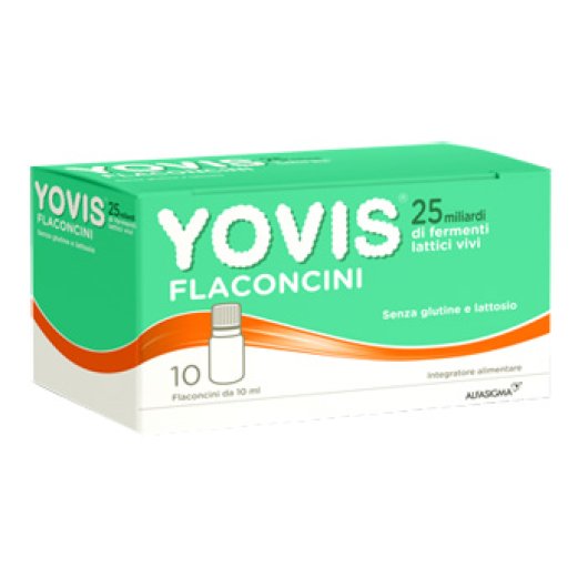 Yovis Flaconcini - Alfasigma - 10 flaconcini - Integratore alimentare con fermenti lattici vivi ad azione prebiotica per l'equilibrio della flora intestinale