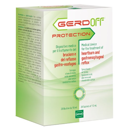 GerdOff Protection - Alfasigma - 20 bustine - Sciroppo che aiuta a contrastare il brucione e  reflusso gastro-esofageo