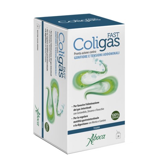 Coligas Fast Tisana - Aboca - 20 Bustine - Integratore alimentare utile in caso di gonfiore addominale