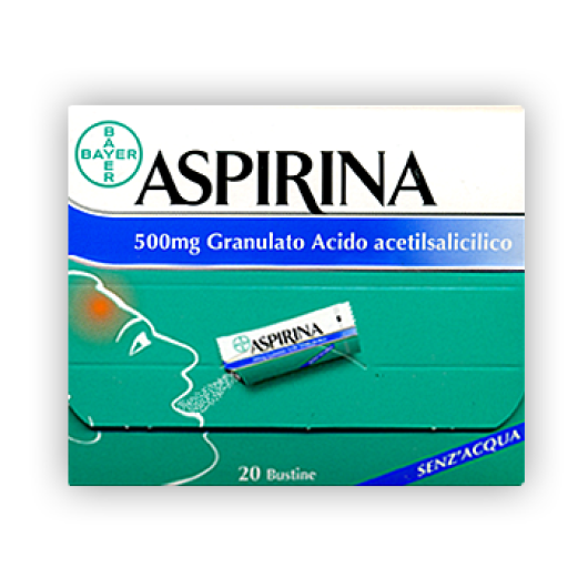 Aspirina 500 mg - Granulato - Bayer - 20 bustine - Aspirina ad azione antidolorifica, antinfiammatoria e antipiretica