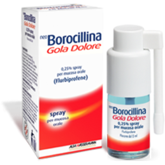 Neoborocillina Gola Dolore (Menta) - Alfasigma - 15 ml - Spray per il trattamento sintomatico di stati irritativo-infiammatori del cavo orofaringeo