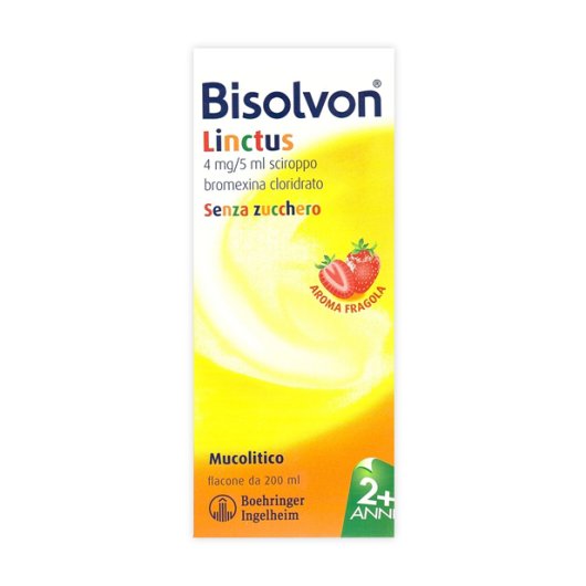 Bisolvon Linctus (Gusto fragola) - Opella - Flacone da 200 ml - Sciroppo per un rapido rimedio contro l’eccesso di catarro e la tosse grassa