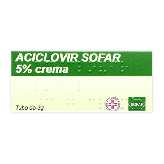  Aciclovir Sofar - Alfasigma - 3 grammi - Trattamento cutaneo in caso di infezioni da Herpes