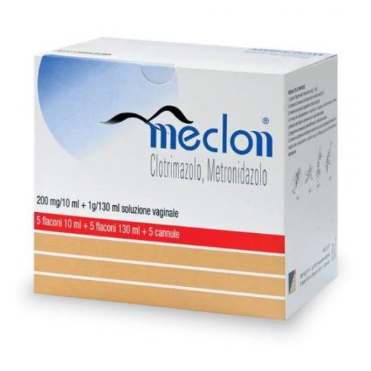 Meclon - Alfasigma - 5 Flaconi + 5 flaconcini + 5 Cannule - Dispositivo medico utile nel trattamento di cervico-vaginiti e vulvo-vaginiti