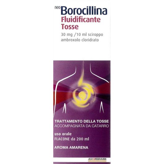 Neoborocillina Fluidificante Tosse - Alfasigma - 200 ml - Sciroppo mucolitico per il trattamento della tosse grassa 