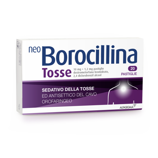 Neoborocillina Tosse - Alfasigma - 20 compresse orosolubili - Compresse sedative per la tosse, con azione antisettica