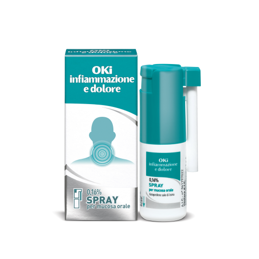 Oki gola - Dompé - 15 ml - Spray orale per il trattamento sintomatico di stati irritativo-infiammatori anche associati a dolore del cavo orofaringeo 