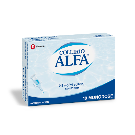 Collirio Alfa - DECONGESTIONANTE - Dompé - 10 flaconcini - Collirio per combattere arrossamento, lacrimazione, bruciore e prurito degli occhi 