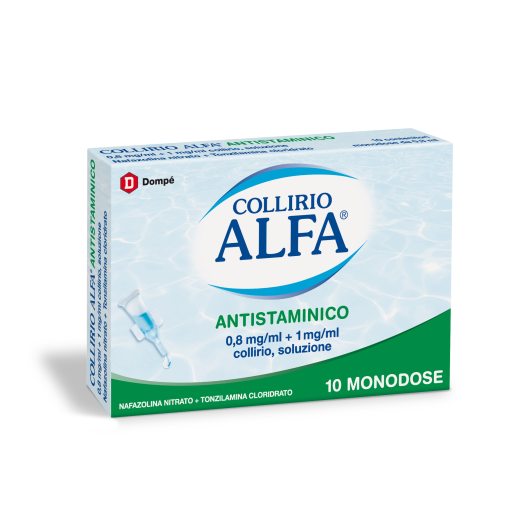 Collirio Alfa - ANTISTAMINICO - Dompé - 10 flaconcini - Collirio per il trattamento degli stati allergici ed infiammatori della congiuntiva