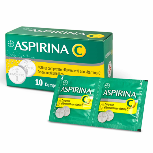 Aspirina C - Bayer - 10 compresse effervescenti - Medicinale ad azione antidolorifica, antinfiammatoria e antipiretica, con Vitamina C