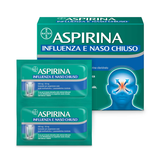 Aspirina Influenza e Naso Chiuso - Bayer - 10 bustine - Aspirina ad azione antidolorifica, antinfiammatoria e antipiretica