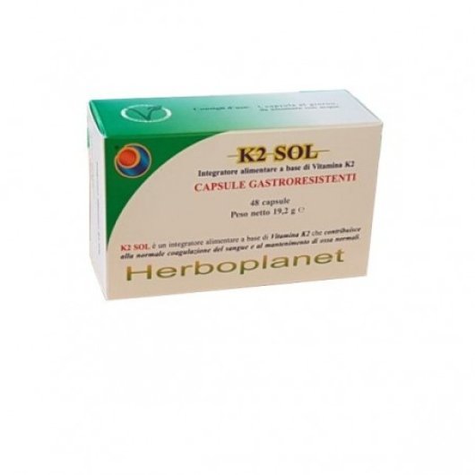 K2 Sol - Herboplanet - 48 capsule - Integratore alimentare a base di Vitamina K2