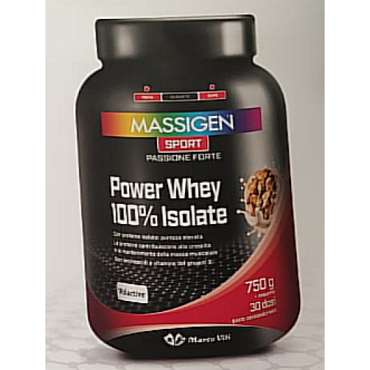 Power Whey 100% Isolate (Cookies & cream) - Massigen Sport - Barattolo da 750 grammi - Proteine isolate (pure) per il mantenimento della massa muscolare