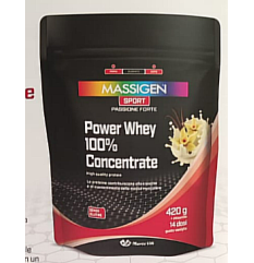 Power Whey 100% Concentrate (Vaniglia) - Massigen Sport - Barattolo da 420 grammi - Proteine concentrate per la crescita della massa muscolare