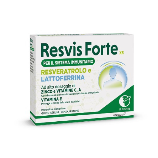 Resvis Forte XR - Alfasigma - 12 bustine orodispersibili - Integratore alimentare che supporta efficacemente il sistema immunitario