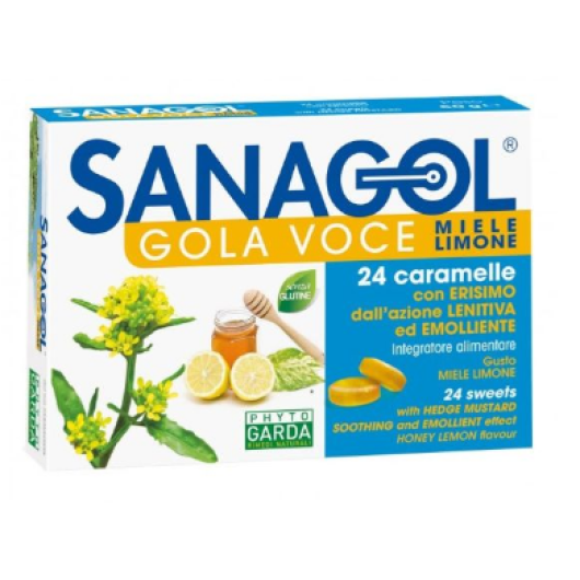 Sanagol - Gola Voce (Miele-Limone) - Named - 24 caramelle - Integratore alimentare per il benessere della gola 