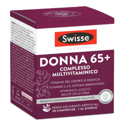 Swisse Donna 65+ Multivitaminico 30 Compresse – Supporto Completo per Energia, Ossa e Difese Immunitarie Over 65