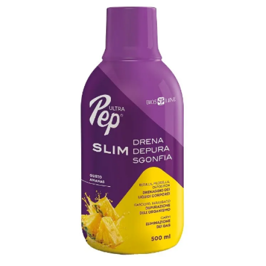Ultra Pep Slim Drena Depura Sgonfia Gusto Ananas -Bios Line - 500ml – Integratore Naturale per Ritenzione Idrica, Detox e Gonfiore Addominale