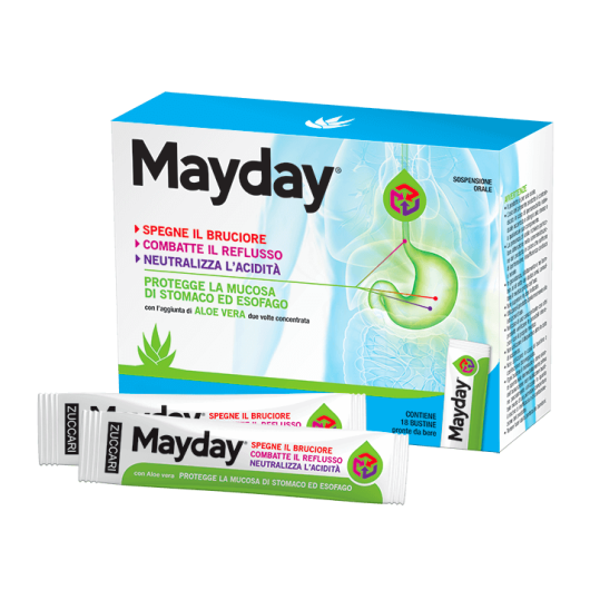 Mayday - Zuccari - 24 bustine da 10 ml - Dispositivo medico contro il bruciore di stomaco e reflusso