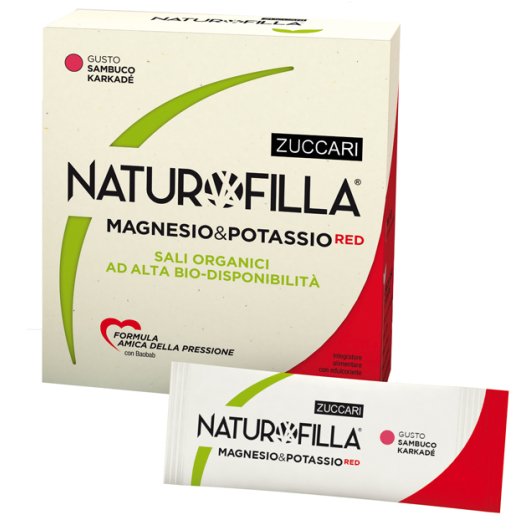 Naturofilla Magnesio&Potassio - Gusto Sambuco e Karkadè - Zuccari - 28 stick-pack - Integratore alimentare con magnesio e potassio ad alta bio-disponibilità