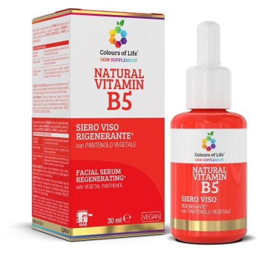 Colours of Life - Siero Viso NATURAL VITAMIN B5 - Optima Naturals - Flacone da 30 ml - Siero viso a base di Vitamina B5 (Pantenolo)