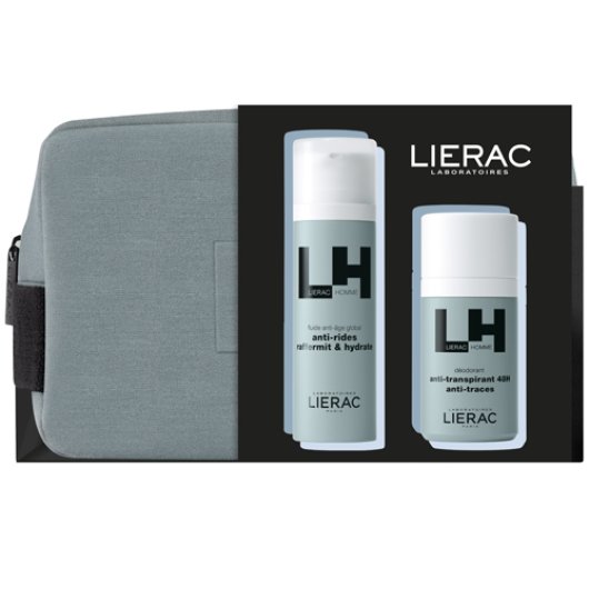 Lierac Cofanetto Uomo Anti-età Globale-Natale 2024-Fluido Anti-età 50 ml + Deodorante Anti-traspirante 48H 50 ml + Trousse