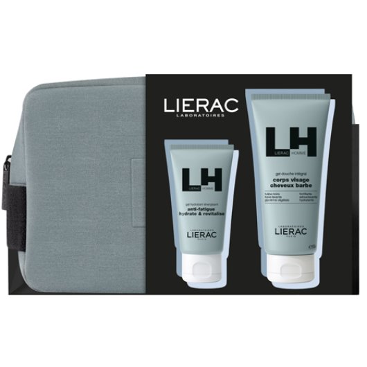 Lierac Cofanetto Uomo Natale 2024-Gel Idratante Energizzante 50 ml + Gel Doccia 3 in 1 Corpo Viso Capelli 200 ml + Trousse