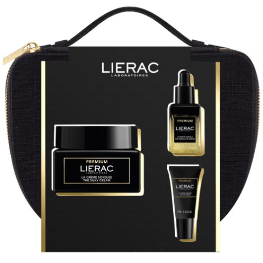 Lierac Cofanetto Premium Soyeuse - Natale 2024 Crema Viso Idratante Antirughe per Pelle Normale e Mista - Trattamento Completo Antietà 50 ml + Siero 13 ml + Contorno Occhi 5 m