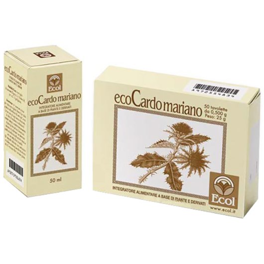 EcoCardo Mariano - ECOL - 50 tavolette - Integratore alimentare naturale utile nel trattamento di steatosi epatica, epatite acuta e cronica, ipotensione arteriosa e sindromi emorragiche