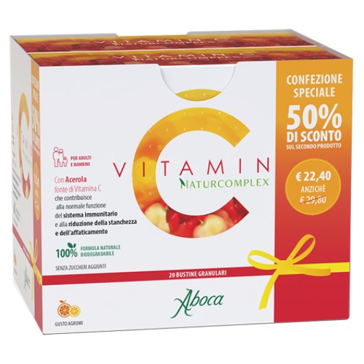 Aboca Vitamin C Naturcomplex - Confezione Speciale - 20+20 Bustine - Integratore per il Sistema Immunitario Aboca Vitamin C Naturcomplex - Confezione Speciale - 20+20 Bustine - Integratore per il Sistema Immunitario