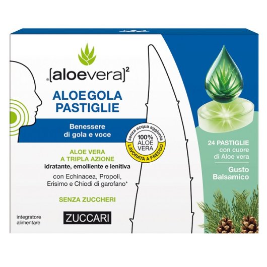Aloegola Gusto Balsamico - Zuccari - Integratore per Gola e Voce 20 Pastiglie da 2,5 g