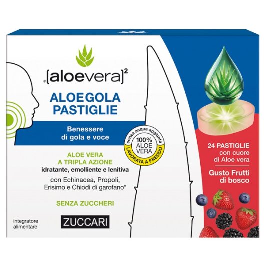 Aloegola Frutti Rossi - Zuccari - Integratore per Gola e Voce 20 Pastiglie da 2,5 g