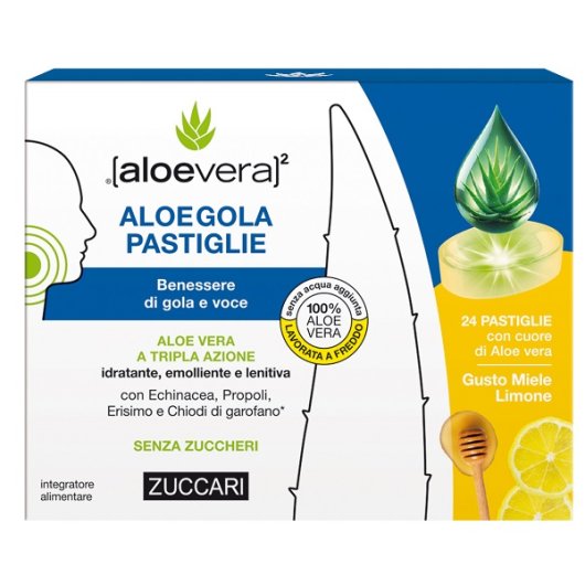 Aloegola Limone e Miele - Zuccari - Integratore per Gola e Voce 20 Pastiglie da 2,5 g
