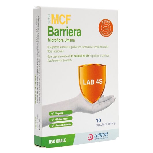 MCF Barriera - Cemon  10 Capsule – Integratore Probiotico ad Alta Concentrazione: 35 Miliardi di Fermenti Lattici Lab4 e Saccharomyces boulardii per l'Equilibrio Intestinale