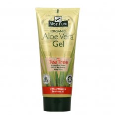 Aloe Pura - Aloe Vera Gel con Tea Tree - Optima Naturals - Flacone da 200 ml - Gel a base di Aloe Vera pura con Tea Tree Oil